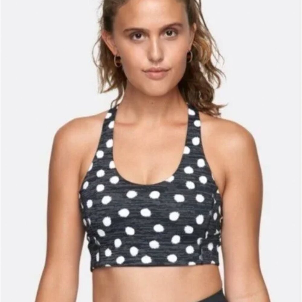 Outdoor Voices Doing Things Bra Black Polka Dot